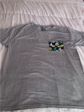 90s Vintage Gray Hanes T-shirt With Game Pocket